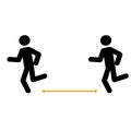 Stick man figure sketch running doing sports. Social distance